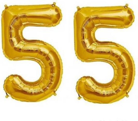 Number 55 Gold Foil Balloon 16 Inches