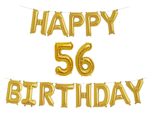 Happy 56th Birthday Foil Balloon Combo Party Decoration for Anniversary Celebration 16 Inches