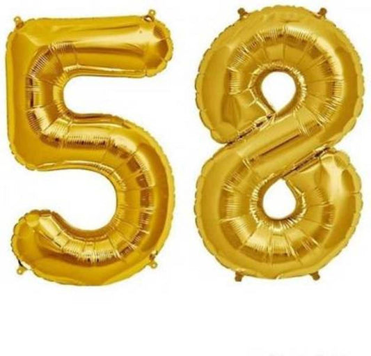 Number 58 Gold Foil Balloon 16 Inches