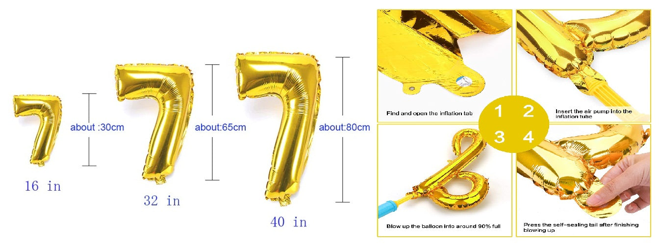 Number 55  Gold Foil Balloon and 25 Nos Blue Color Latex Balloon and Happy Birthday Banner Combo