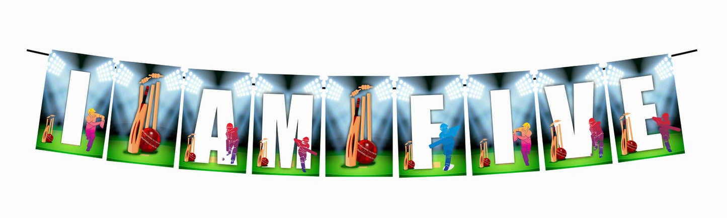 Cricket I Am Five 5th Birthday Banner for Photo Shoot Backdrop and Theme Party