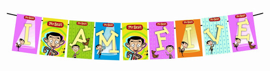 Mr Bean Theme I Am Five 5th Birthday Banner for Photo Shoot Backdrop and Theme Party