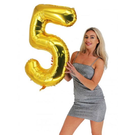 Number 5 Gold Foil Balloon 40 Inches
