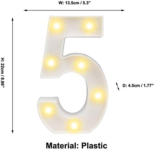 Number 5 LED Marquee Light Sign for Birthday Party Family Wedding Decor Walls Hanging