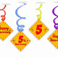 5th Anniversary Ceiling Hanging Swirls Decorations Cutout Festive Party Supplies (Pack of 6 swirls and cutout)