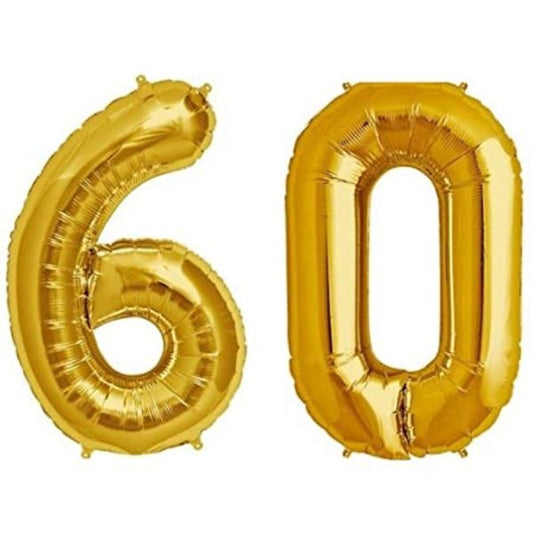 Number 60 Gold Foil Balloon 16 Inches