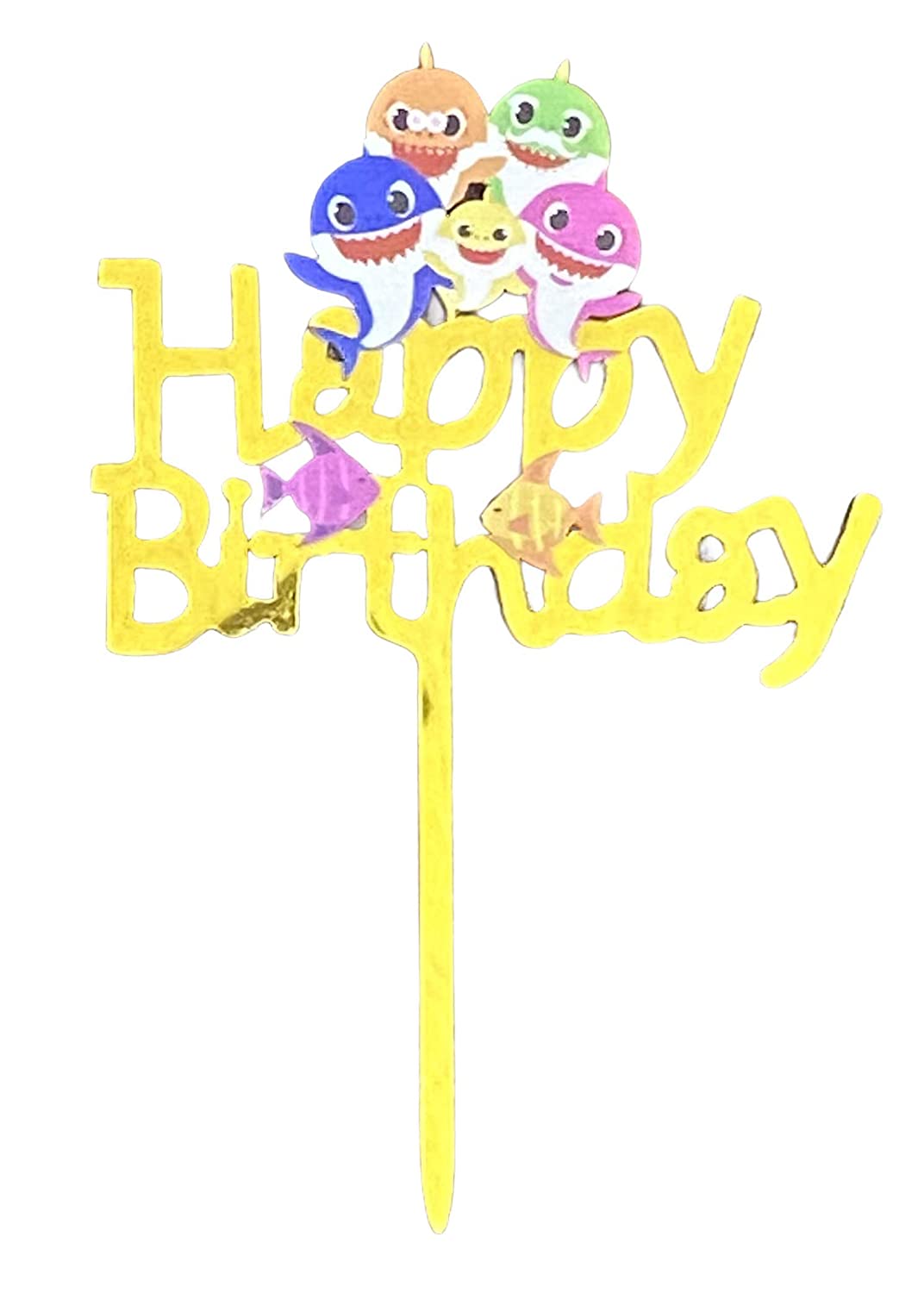 Acrylic Ping Fong Baby Shark Happy Birthday Cake Topper | Cake Supplies Decorations