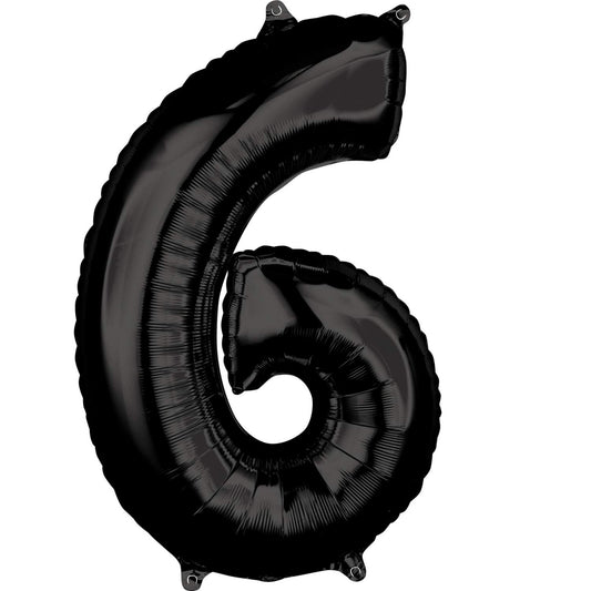 Number 6 Black Foil Balloon 16 Inches