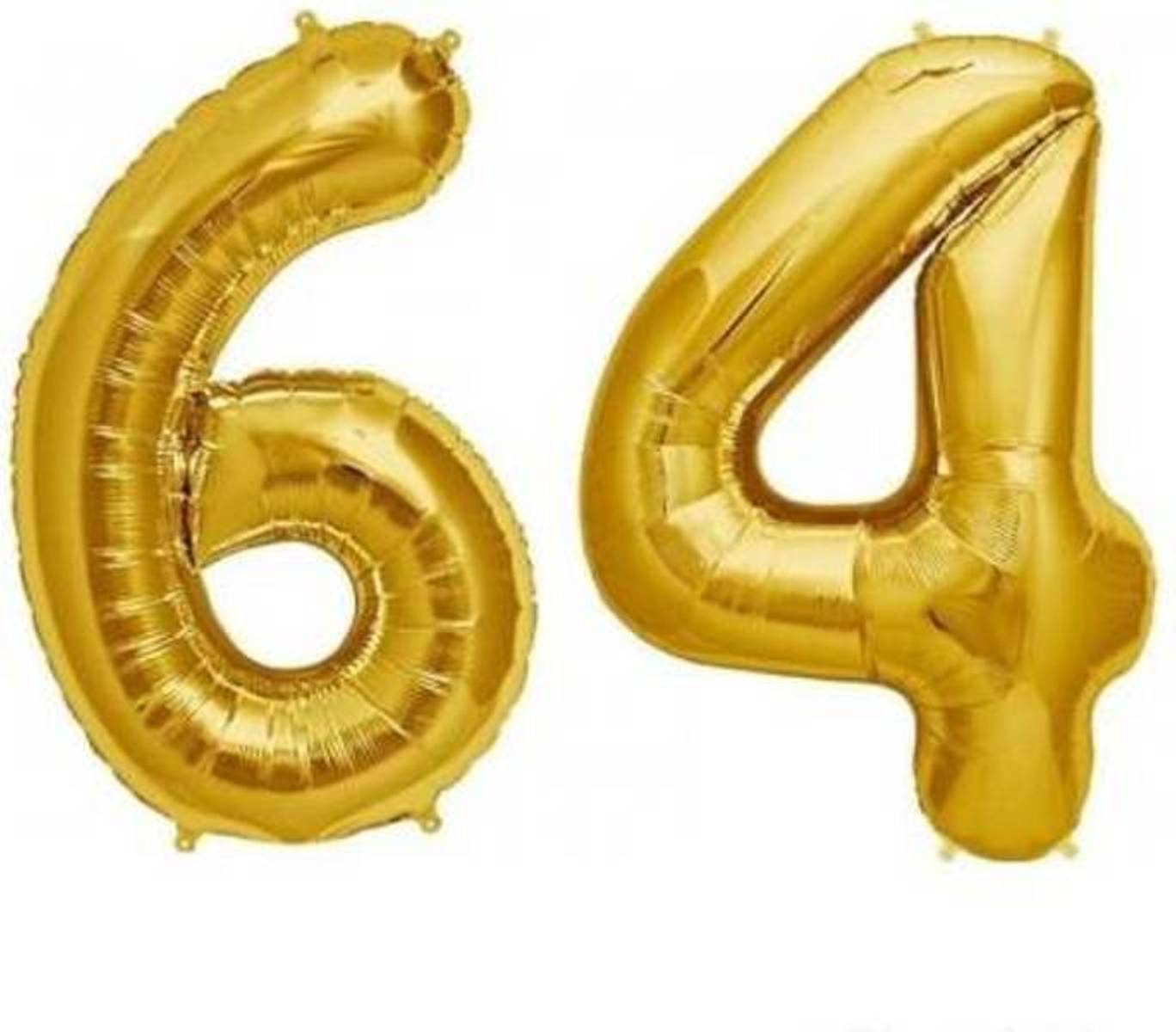 Number 64 Gold Foil Balloon 16 Inches