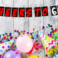 Cheers to 65 Birthday Banner for Photo Shoot Backdrop and Theme Party