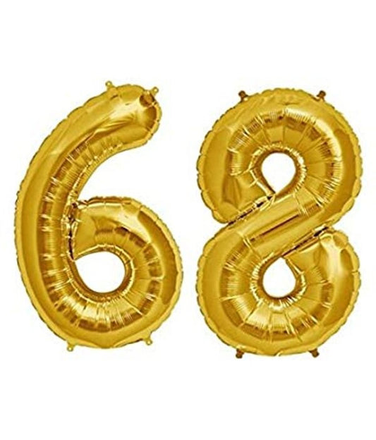 Number 68 Gold Foil Balloon 16 Inches