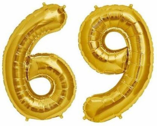 Number 69 Gold Foil Balloon 16 Inches