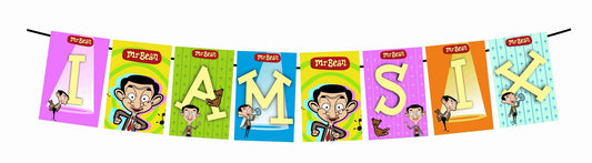 Mr Bean Theme I Am Six 6th Birthday Banner for Photo Shoot Backdrop and Theme Party