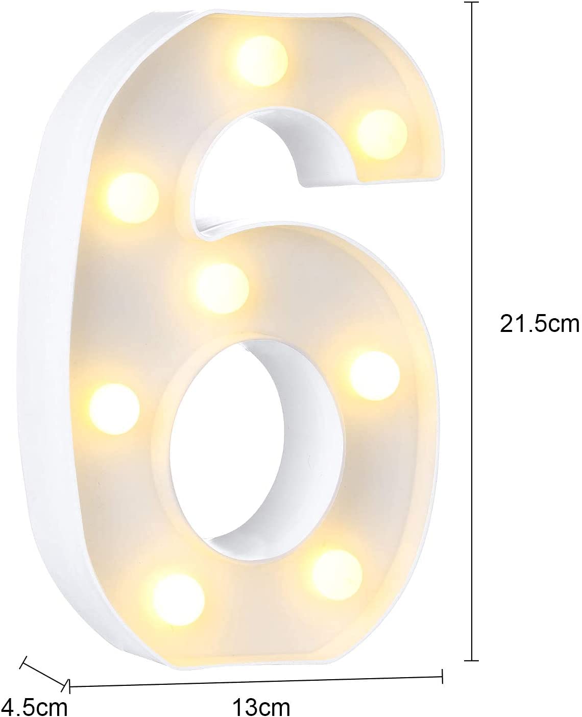 Number 6 LED Marquee Light Sign for Birthday Party Family Wedding Decor Walls Hanging