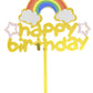 Acrylic Rain Bow and Clouds Birthday Cake Topper | Cake Supplies Decorations