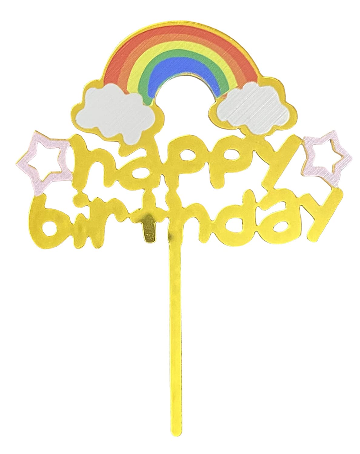 Acrylic Rain Bow and Clouds Birthday Cake Topper | Cake Supplies Decorations