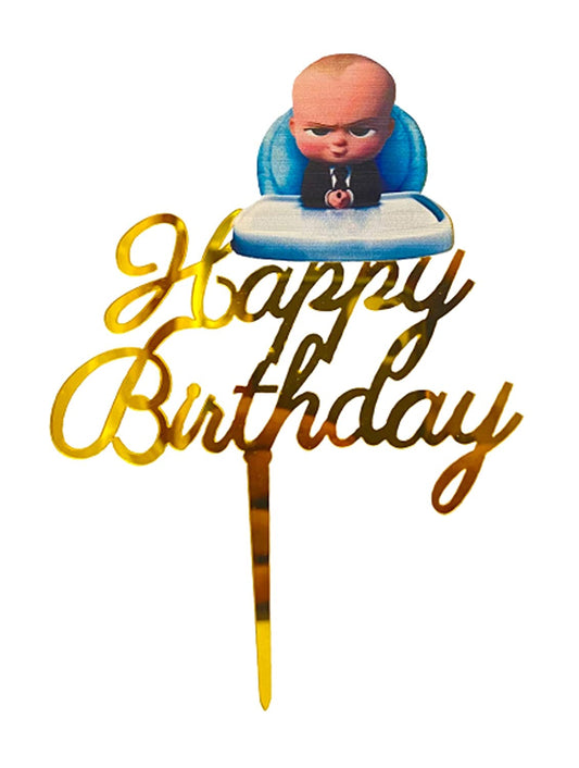 Acrylic Boss Baby Happy Birthday Cake Topper | Cake Supplies Decorations