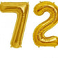 Number 72 Gold Foil Balloon 16 Inches