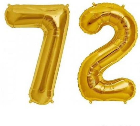 Number 72 Gold Foil Balloon 16 Inches