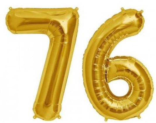 Number 76 Gold Foil Balloon 16 Inches