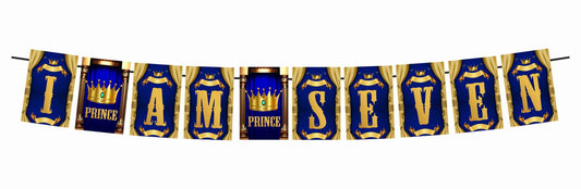 Prince Theme I Am Seven 7th Birthday Banner for Photo Shoot Backdrop and Theme Party