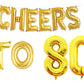 Cheers to 80 Birthday Foil Balloon Combo Party Decoration for Anniversary Celebration 16 Inches