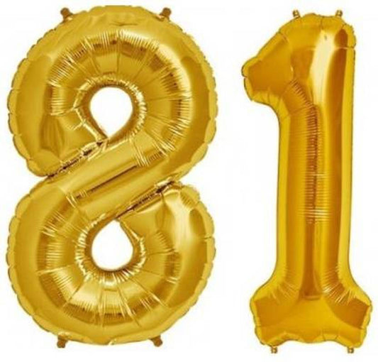 Number 81 Gold Foil Balloon 16 Inches