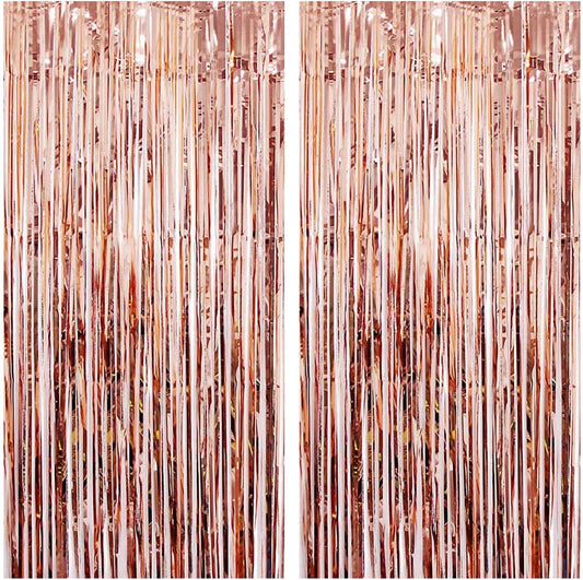 Rose Gold Foil Curtains Pack of 2 Nos for Birthday Decoration Photo Booth Props Backdrop Baby Shower Bachelorette Party Decorations 3*6 Feet Each