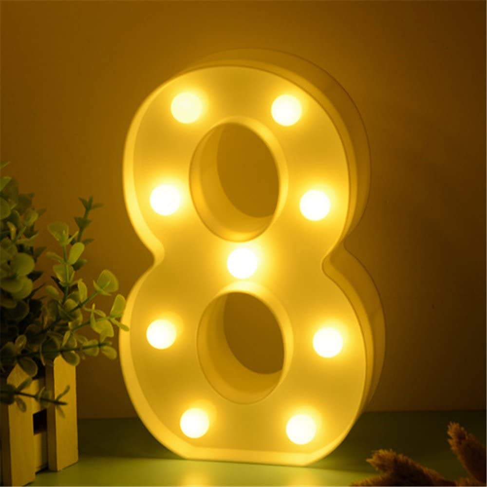 Number 8 LED Marquee Light Sign for Birthday Party Family Wedding Decor Walls Hanging