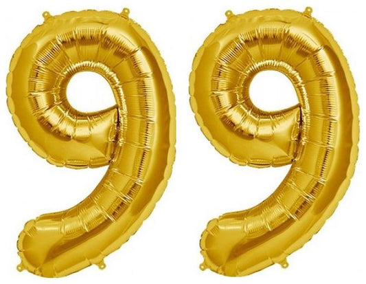 Number 99 Gold Foil Balloon 16 Inches