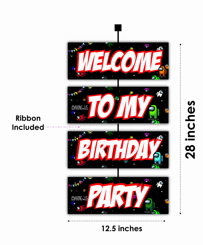 Among Us Theme Welcome Board Welcome to My Birthday Party Board for Door Party Hall Entrance Decoration Party Item for Indoor and Outdoor 2.3 feet