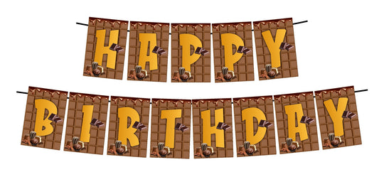 Chocolate Theme Happy Birthday Decoration Hanging and Banner for Photo Shoot Backdrop and Theme Party