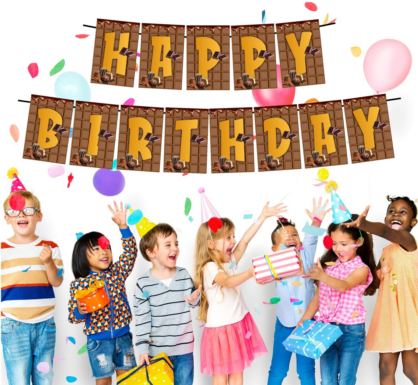 Chocolate Theme Happy Birthday Decoration Hanging and Banner for Photo Shoot Backdrop and Theme Party