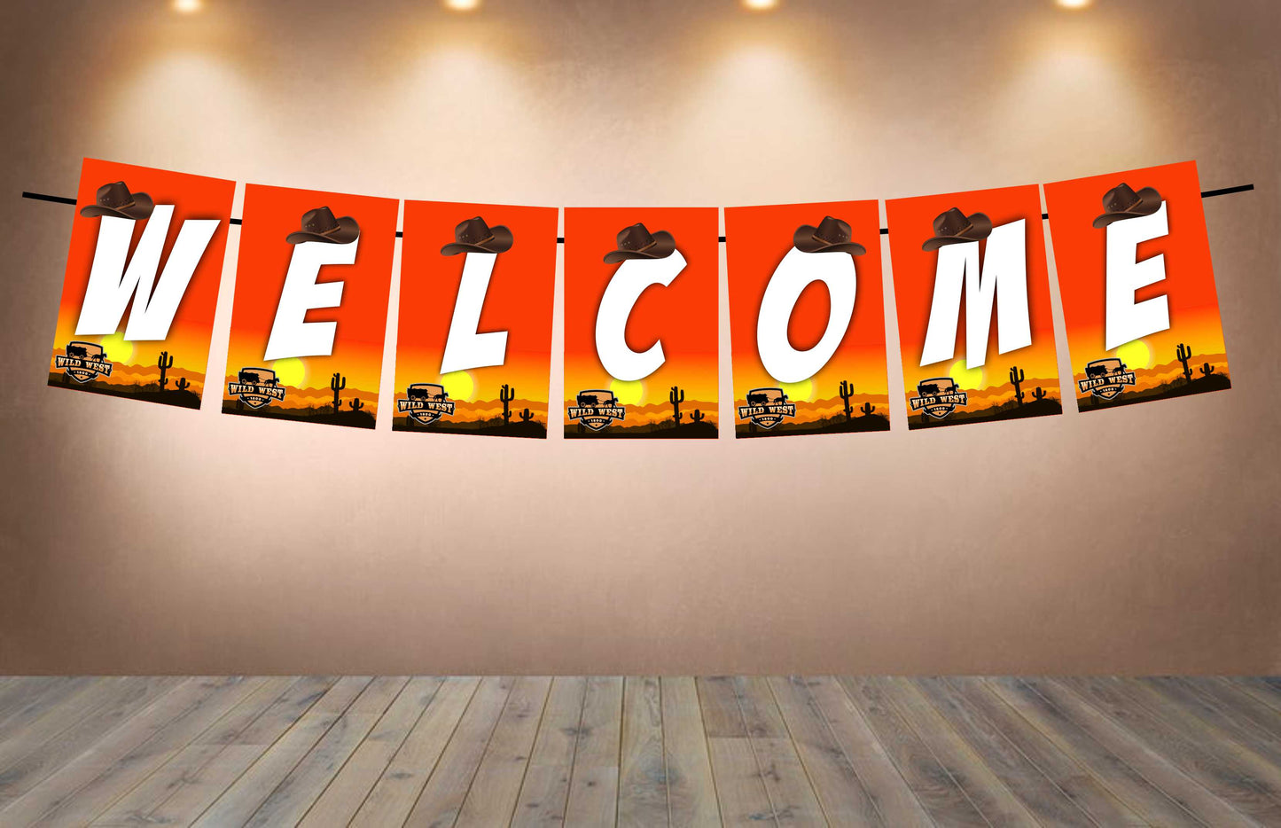 Cowboy Wildwest Theme Welcome Banner for Party Entrance Home Welcoming Birthday Decoration Party Item
