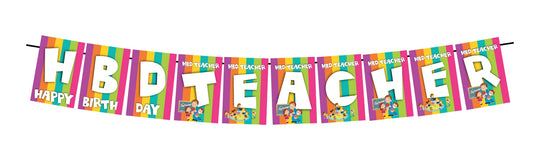 Happy Birthday Teacher Birthday Decoration Hanging and Banner for Photo Shoot Backdrop and Theme Party