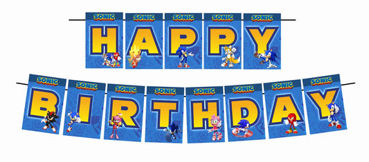 Sonic the Hedgehog Happy Birthday Decoration Hanging and Banner for Photo Shoot Backdrop and Theme Party
