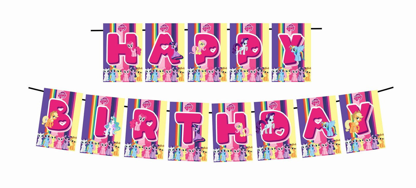 Little Pony Theme Happy Birthday Decoration Hanging and Banner for Photo Shoot Backdrop and Theme Party