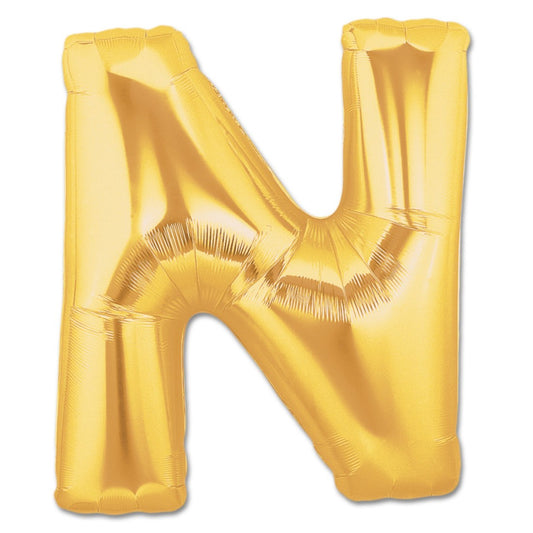 Alphabet N Gold Foil Balloon 16 Inches