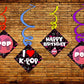 Kpop Ceiling Hanging Swirls Decorations Cutout Festive Party Supplies (Pack of 6 swirls and cutout)