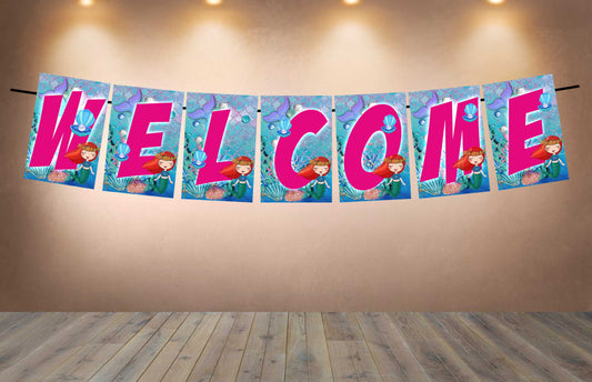 Mermaid Theme Welcome Banner for Party Entrance Home Welcoming Birthday Decoration Party Item