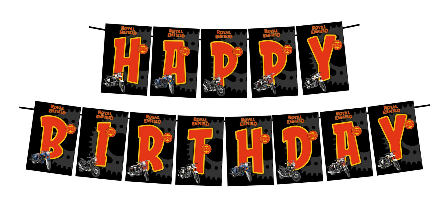 Royal Enfield Theme Happy Birthday Decoration Hanging and Banner for Photo Shoot Backdrop and Theme Party