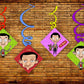 Mr Bean Ceiling Hanging Swirls Decorations Cutout Festive Party Supplies (Pack of 6 swirls and cutout)