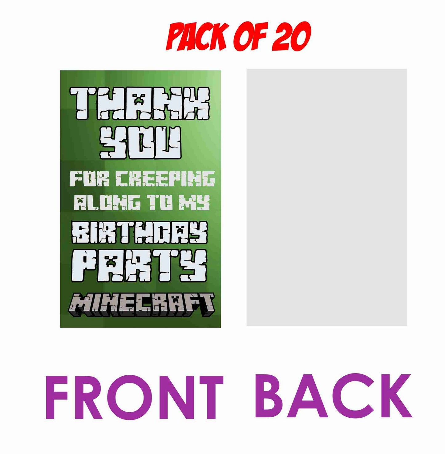 Minecraft Theme Return Gifts Thank You Tags Thank u Cards for Gifts 20 Nos Cards and Glue Dots