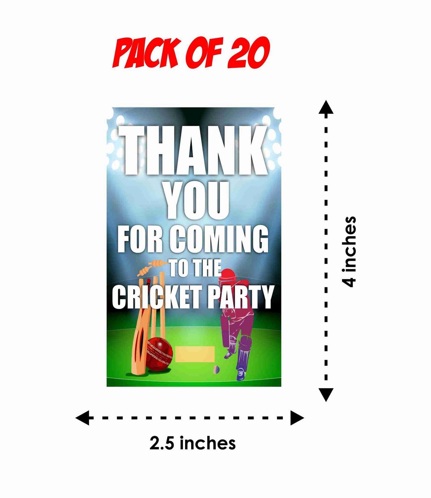 Cricket Theme Return Gifts Thank You Tags Thank u Cards for Gifts 20 Nos Cards and Glue Dots