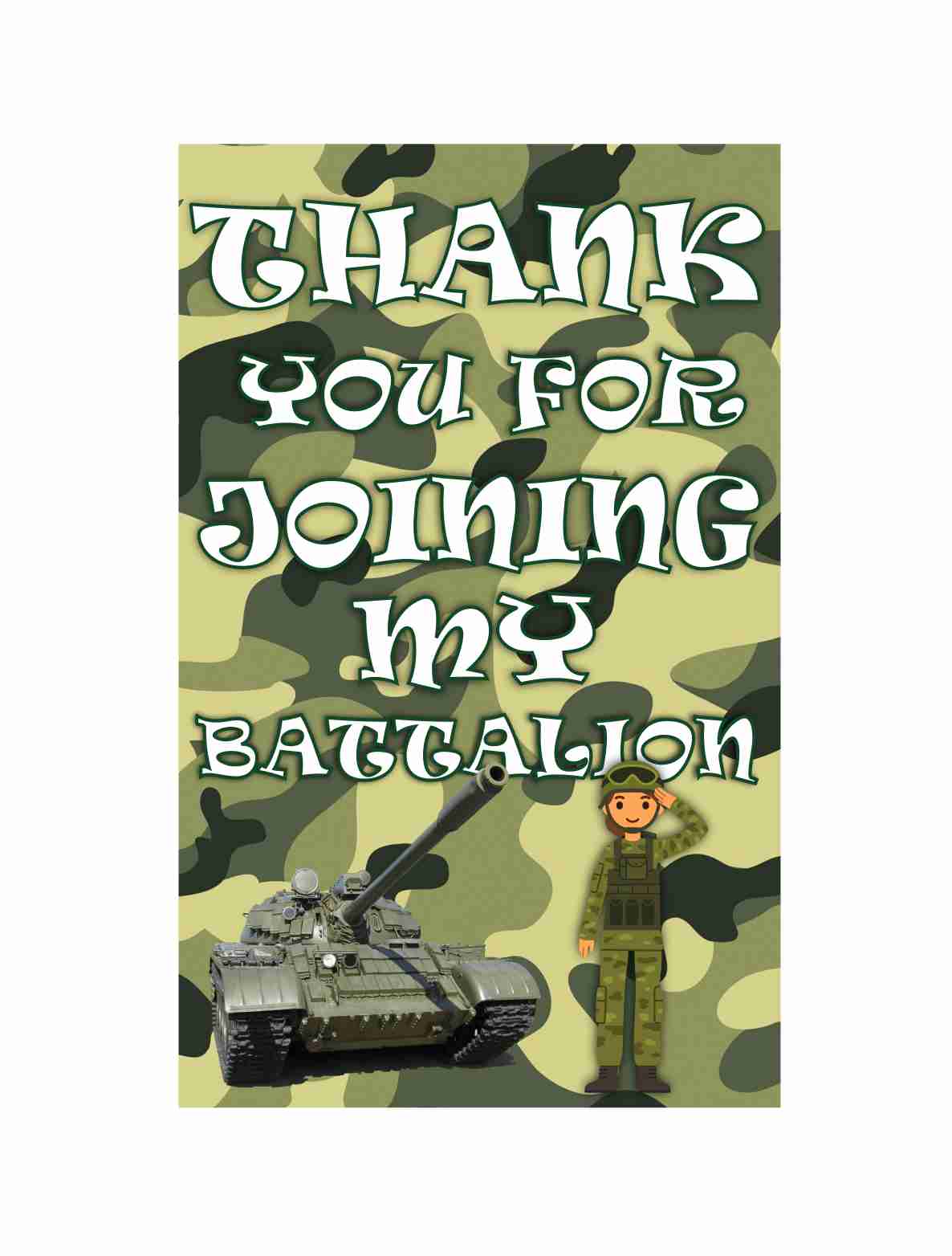 Camo Military Theme Return Gifts Thank You Tags Thank u Cards for Gifts 20 Nos Cards and Glue Dots