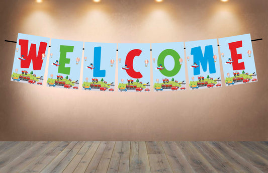 Transport Theme Welcome Banner for Party Entrance Home Welcoming Birthday Decoration Party Item