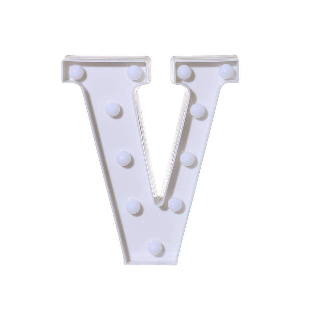 Alphabet V LED Marquee Light Sign for Birthday Party Family Wedding Decor Walls Hanging