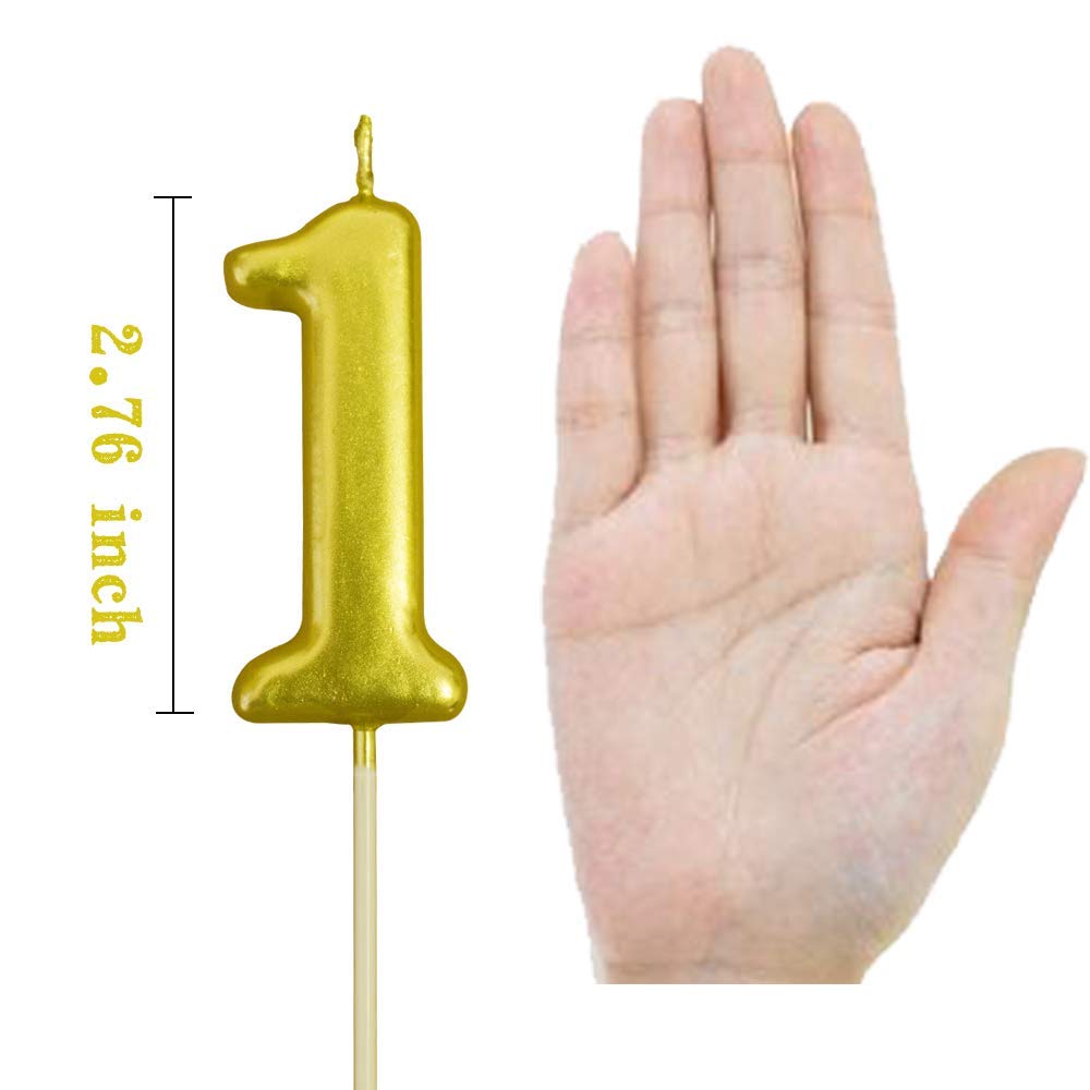 Number 7 Gold Birthday Candle – Gold Number Candle on Stick – Elegant Number Candles for Birthday Anniversary Wedding Party Pack of 1