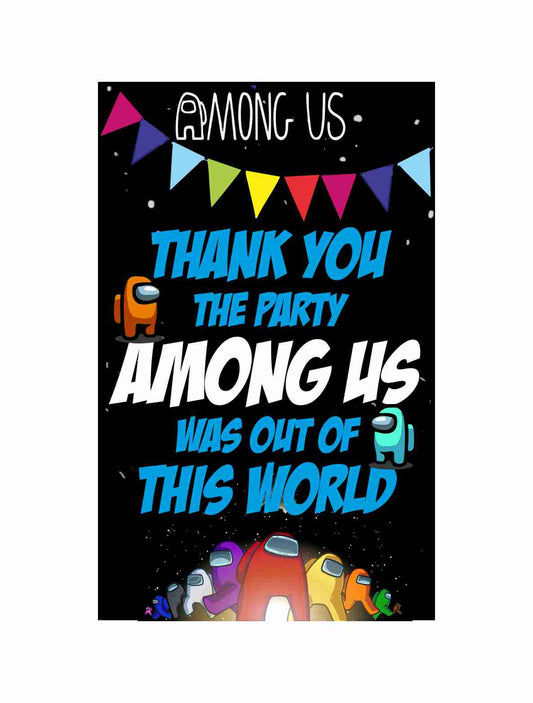 Among Us theme Return Gifts Thank You Tags Thank u Cards for Gifts 20 Nos Cards and Glue Dots - Balloonistics