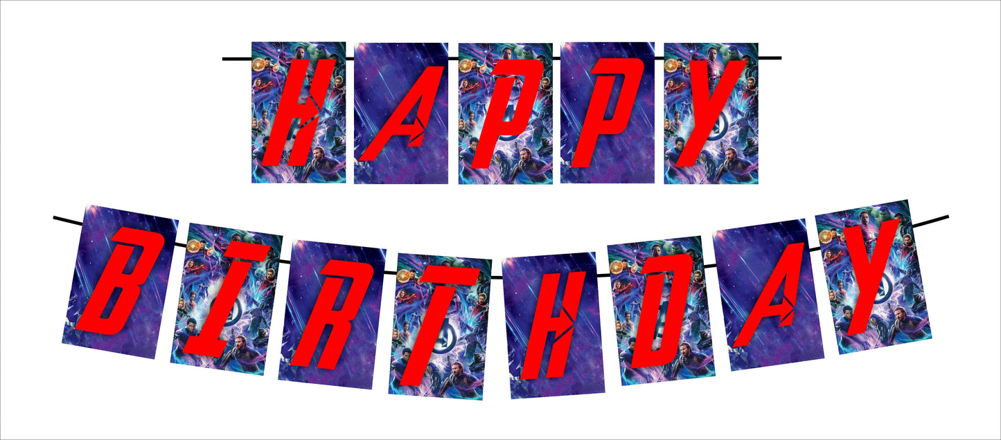 Superhero Theme Happy Birthday Decoration Hanging and Banner for Photo Shoot Backdrop and Theme Party